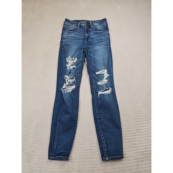 American Eagle Jeans Womens 6 Hi Rise Jegging Next Level Stretch Distressed - Picture 1 of 9